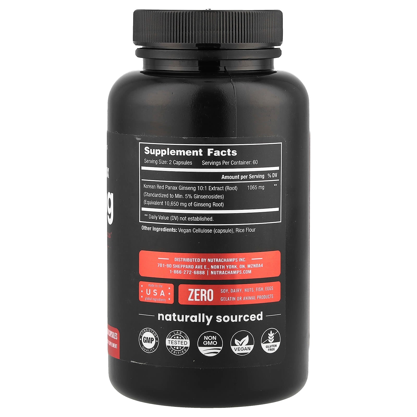 NutraChamps, Korean Panax Ginseng, 120 Vegan Capsules (532.5 mg Capsule Each) - Image 2