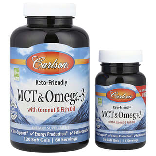 Carlson MCT & Omega-3 Soft Gels - Non-GMO, Keto Friendly, Gluten Free