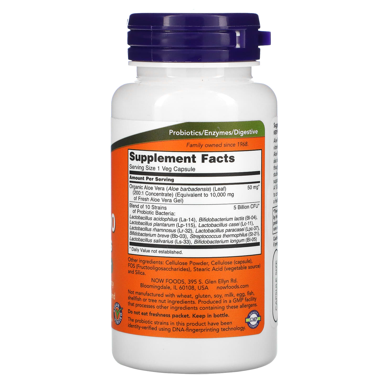 NOW Foods, Aloe 10,000 & Probiotics, 60 Veg Capsules - Image 2