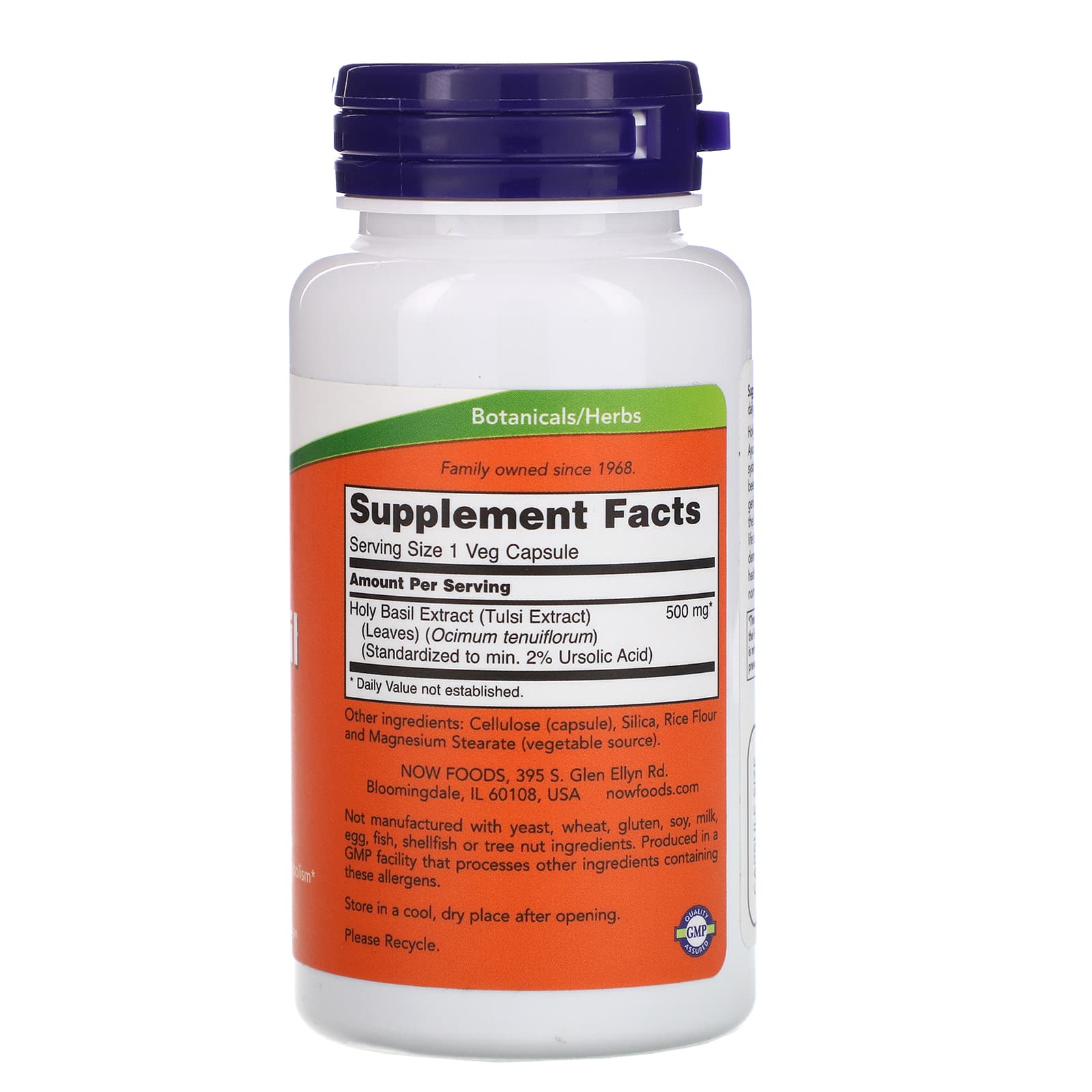 NOW Foods, Holy Basil Extract, 500 mg, 90 Veg Capsules - Image 2