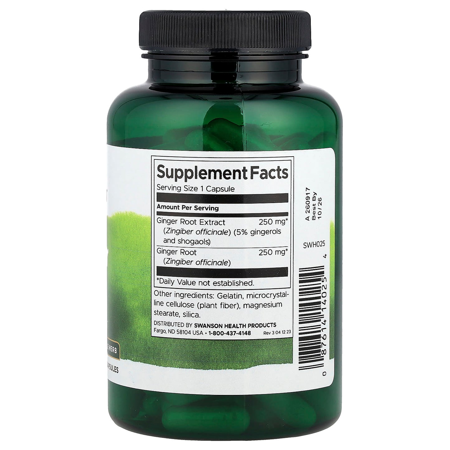 Swanson, Ginger Root, Standardized and Whole Herb, 120 Capsules - Image 2