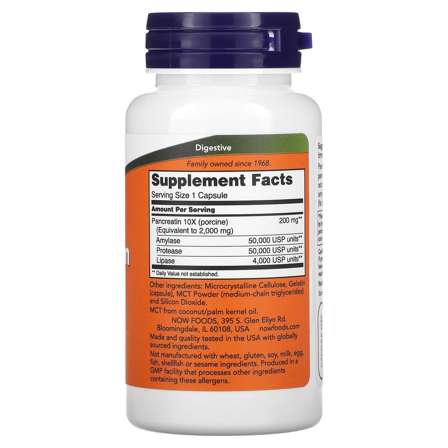 NOW Foods, Pancreatin 2000, 200 mg, 100 Capsules - Image 2