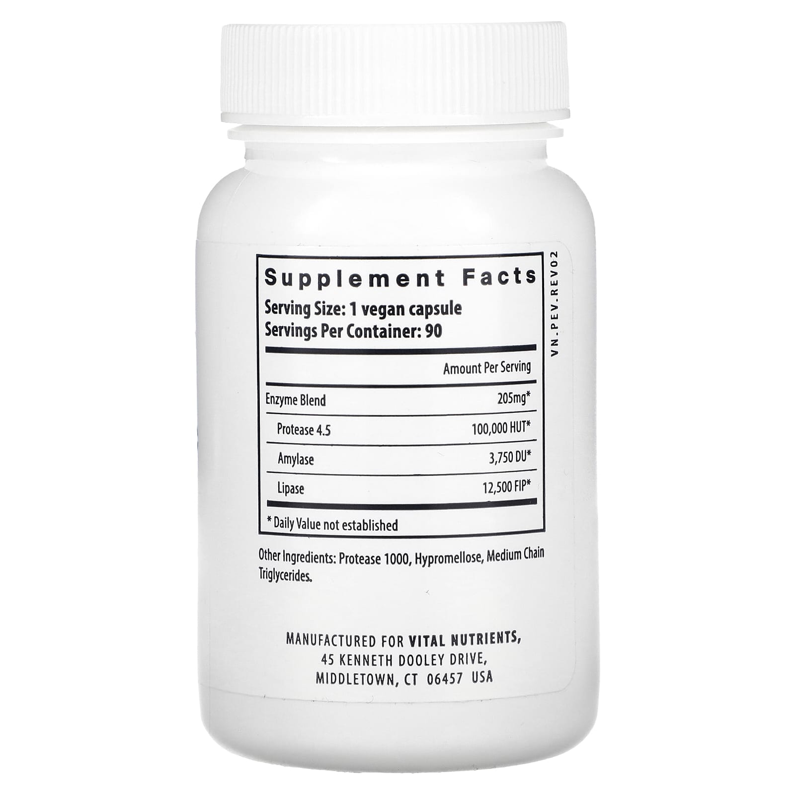 Vital Nutrients, Vegan Pancreatic Enzymes, 90 Vegan Capsules - Image 2