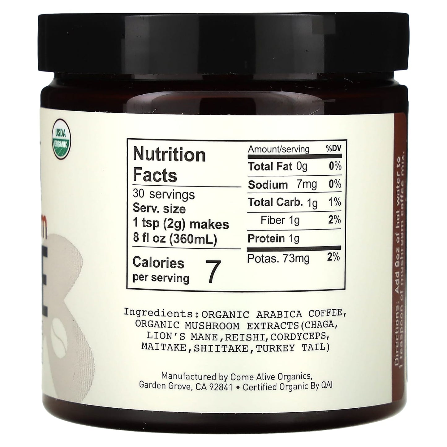 LA Republica, Mushroom Coffee, Instant Coffee + 7 Mushrooms, 2.12 oz (60 g) - Image 2