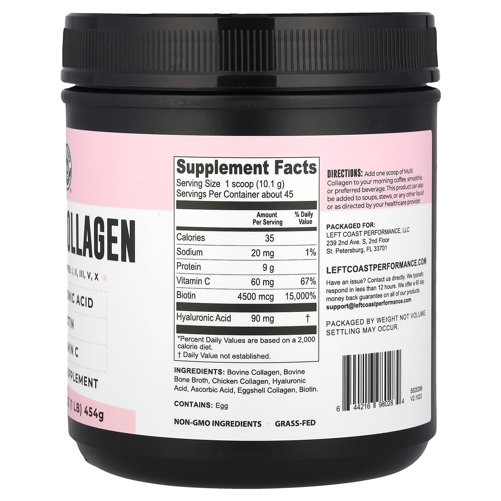 Left Coast Performance, Multi Collagen, 16 oz (454 g) - Image 2
