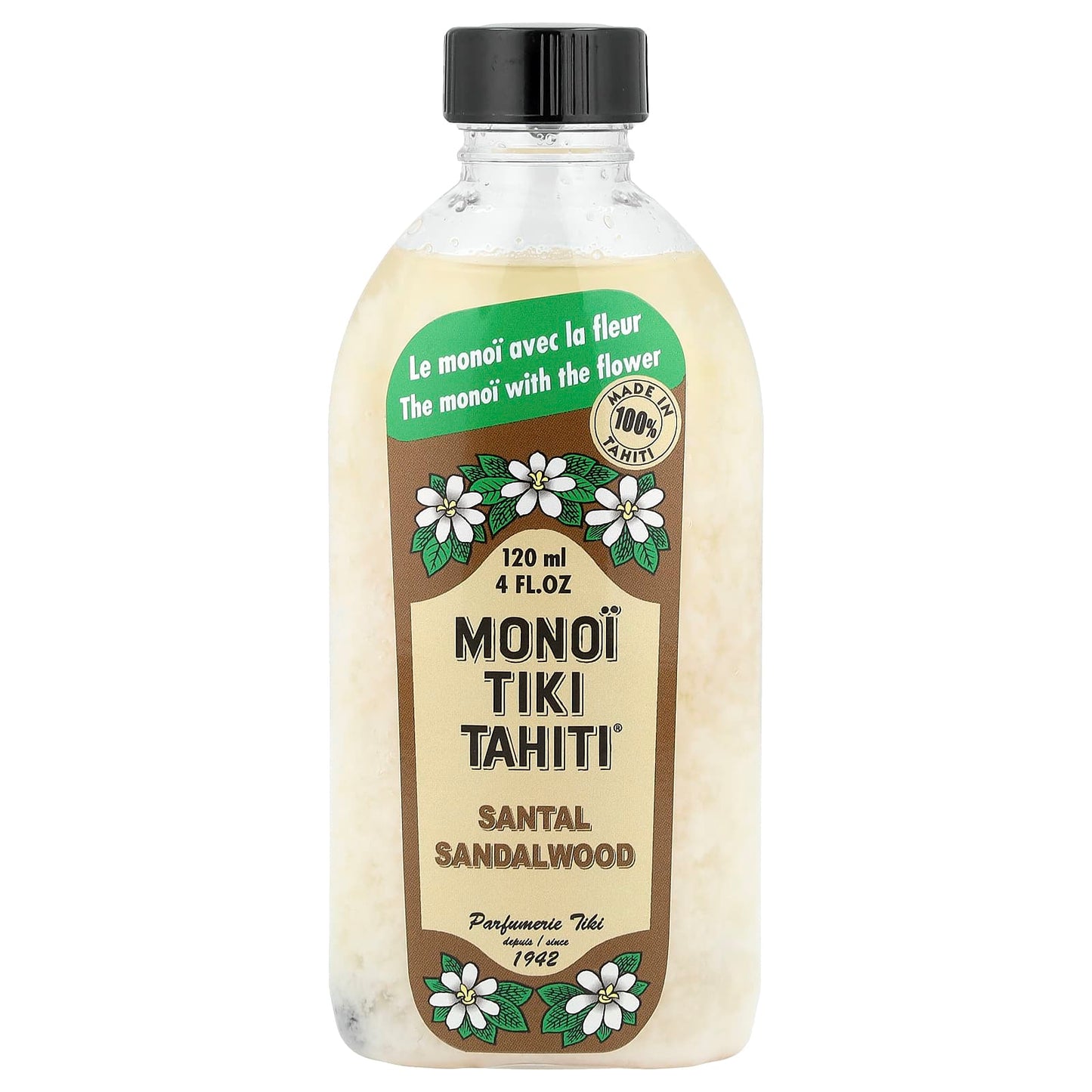 Monoi Tiare Tahiti, Monoi Tiki Tahiti®, Coconut Oil, Santal Sandalwood, 4 fl oz (120 ml) - Image 1
