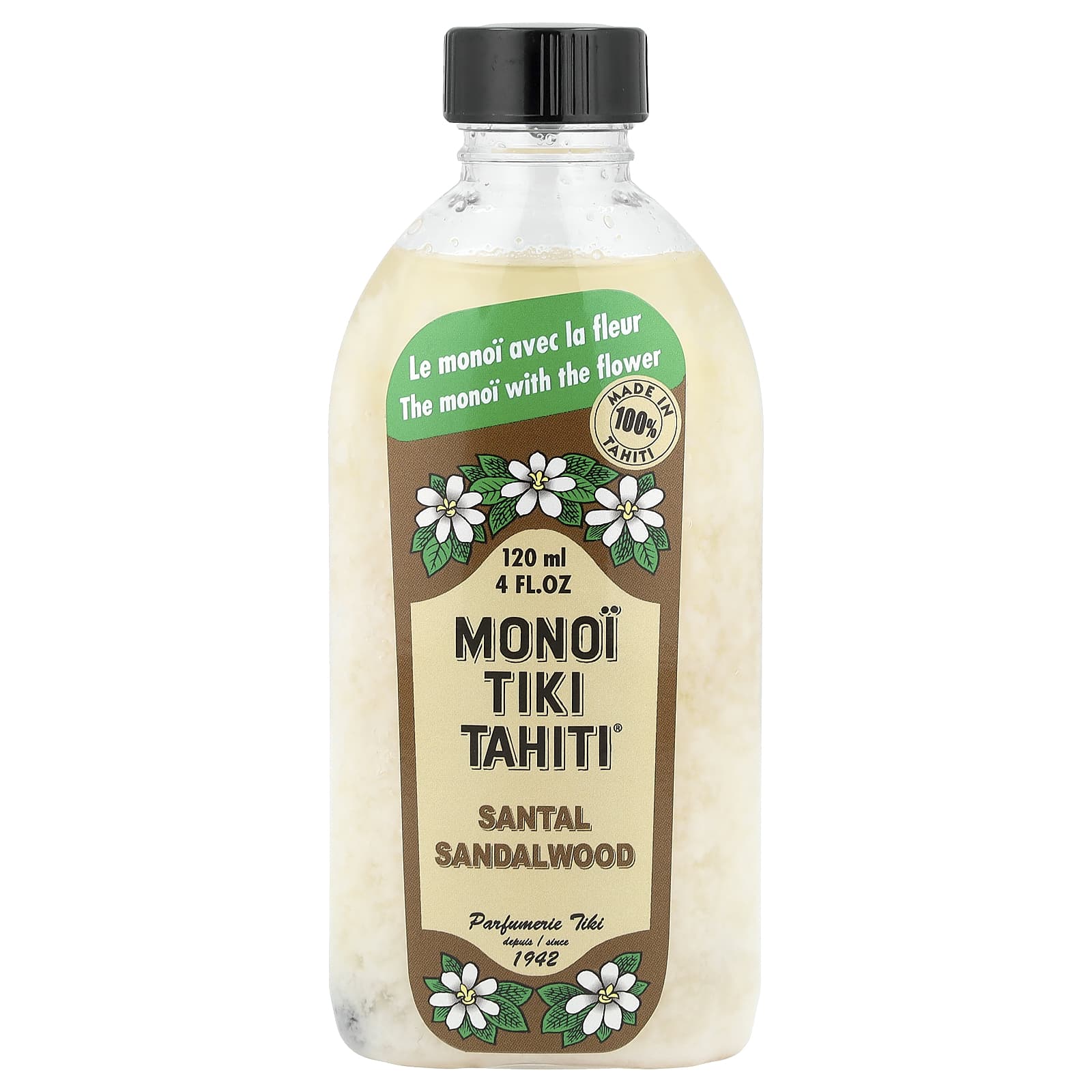 Monoi Tiare Tahiti, Monoi Tiki Tahiti®, Coconut Oil, Santal Sandalwood, 4 fl oz (120 ml) - Image 1