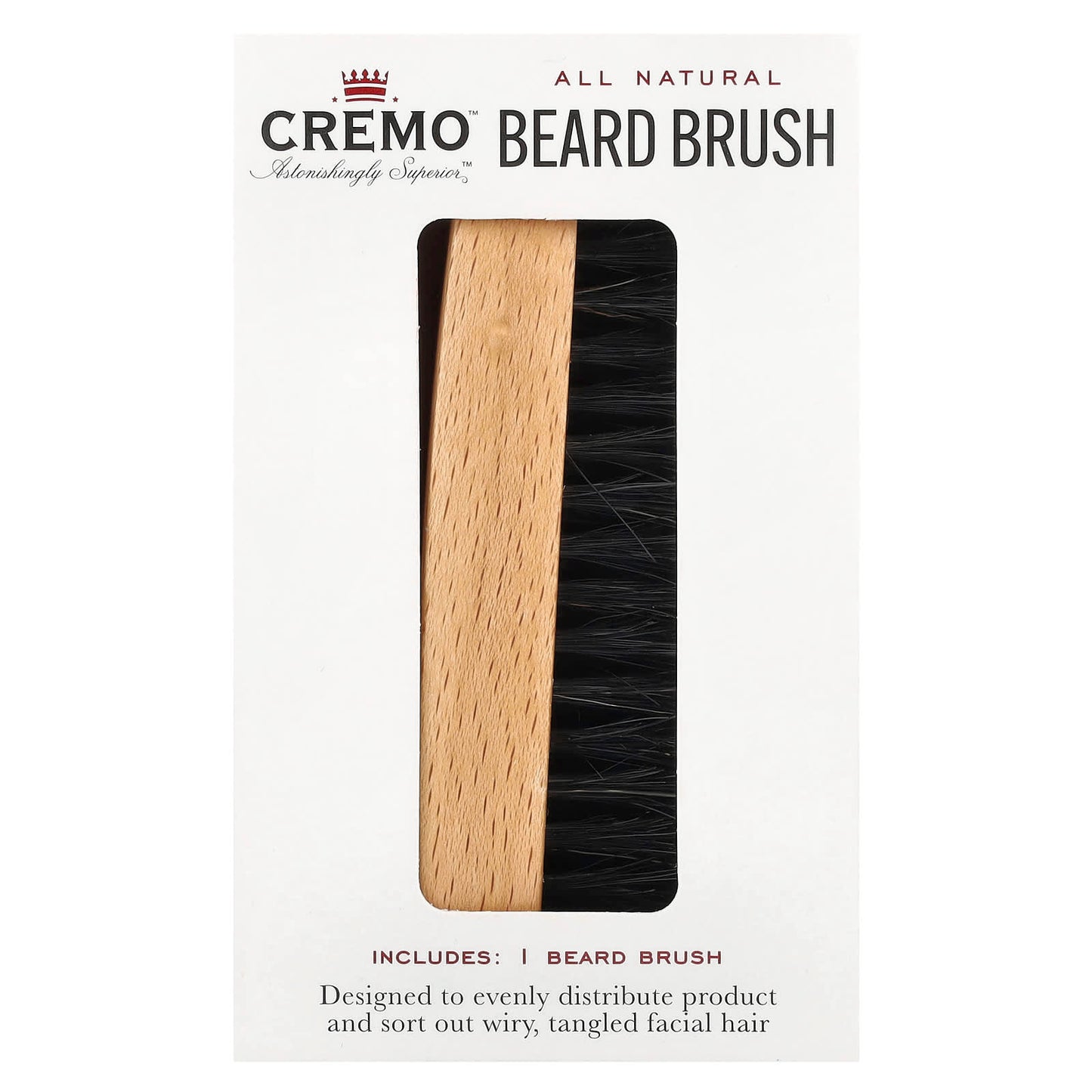 Cremo All Natural Beard Brush - Evenly Distributes Product - Image 2