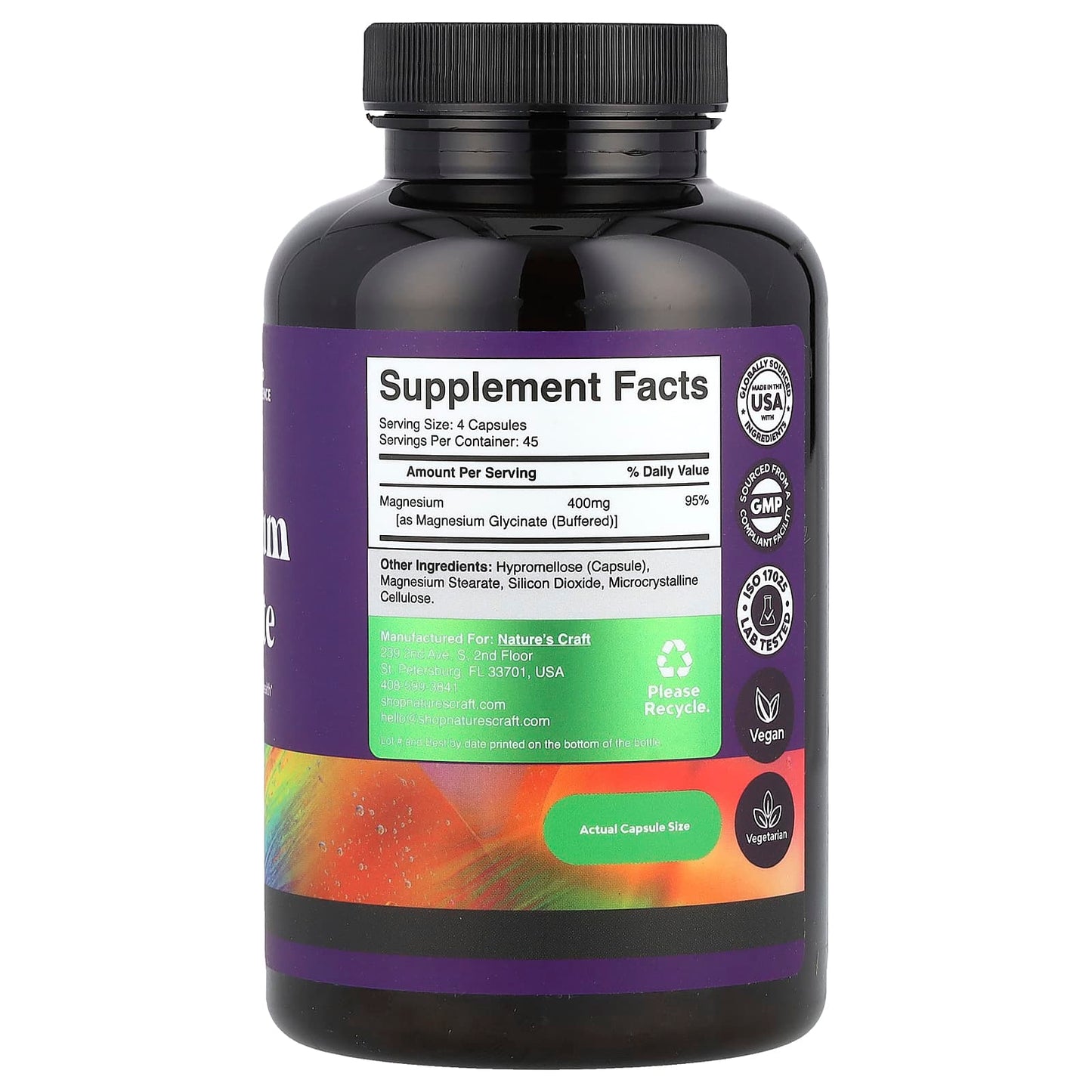 Nature's Craft, Magnesium Glycinate, 180 Capsules (100 mg per Capsule) - Image 2