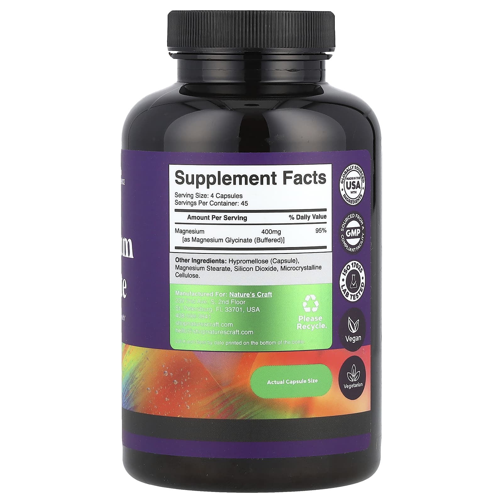 Nature's Craft, Magnesium Glycinate, 180 Capsules (100 mg per Capsule) - Image 2