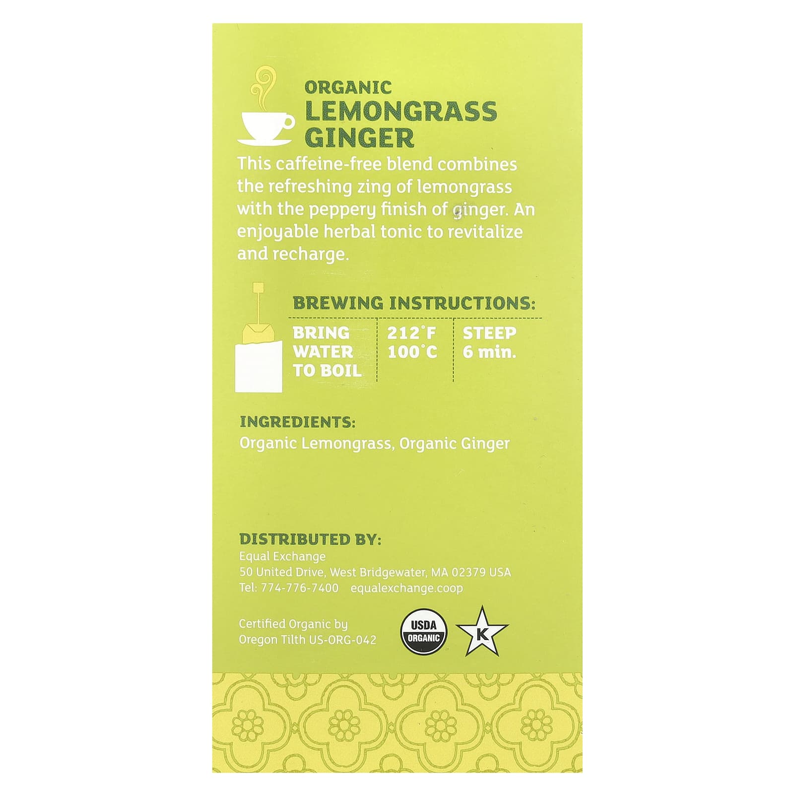 Organic Lemongrass Ginger Tea by Equal Exchange - USDA Organic - Image 2