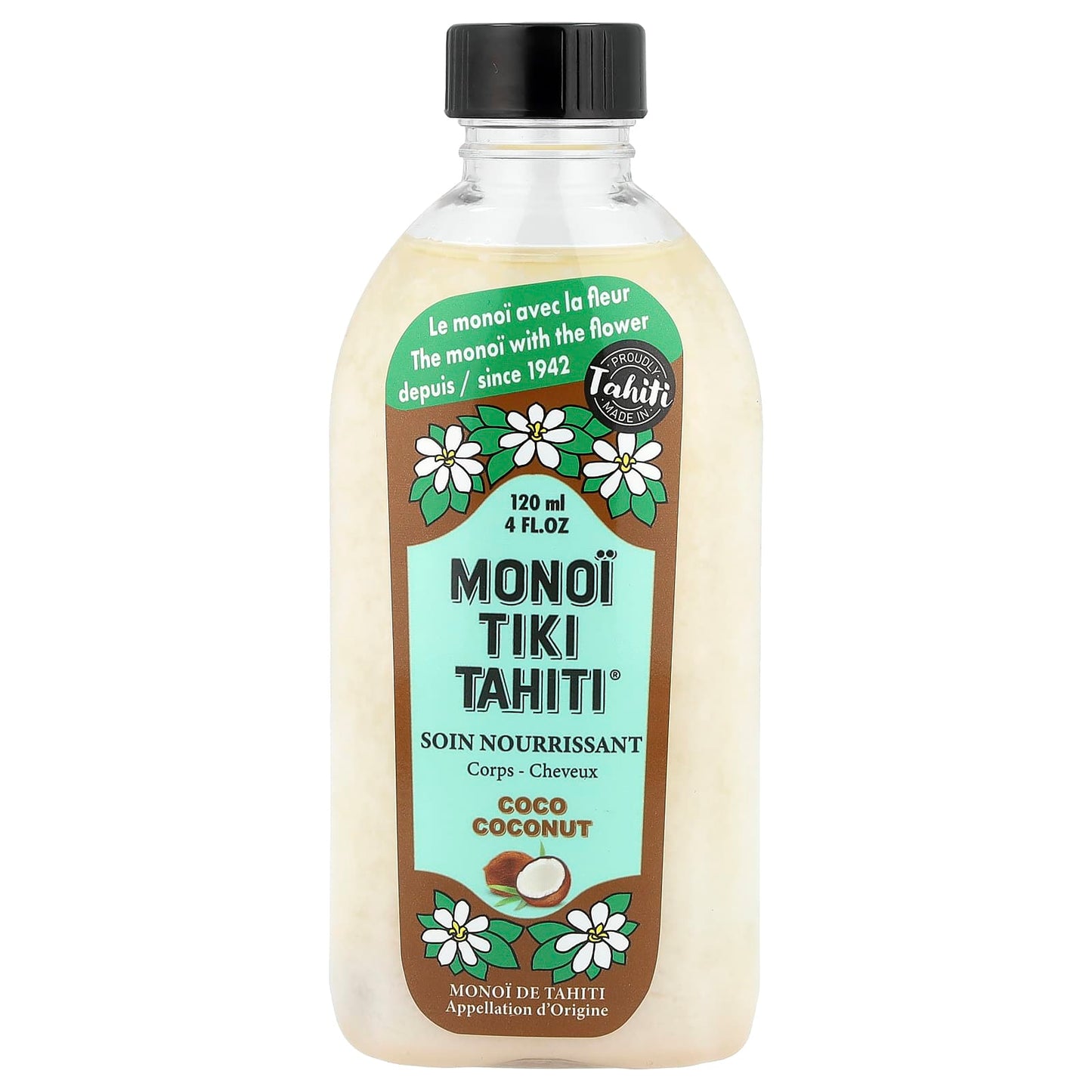 Monoi Tiare Tahiti, Monoi Tiki Tahiti®, Coconut Oil, Coco Coconut, 4 fl oz (120 ml) - Image 1