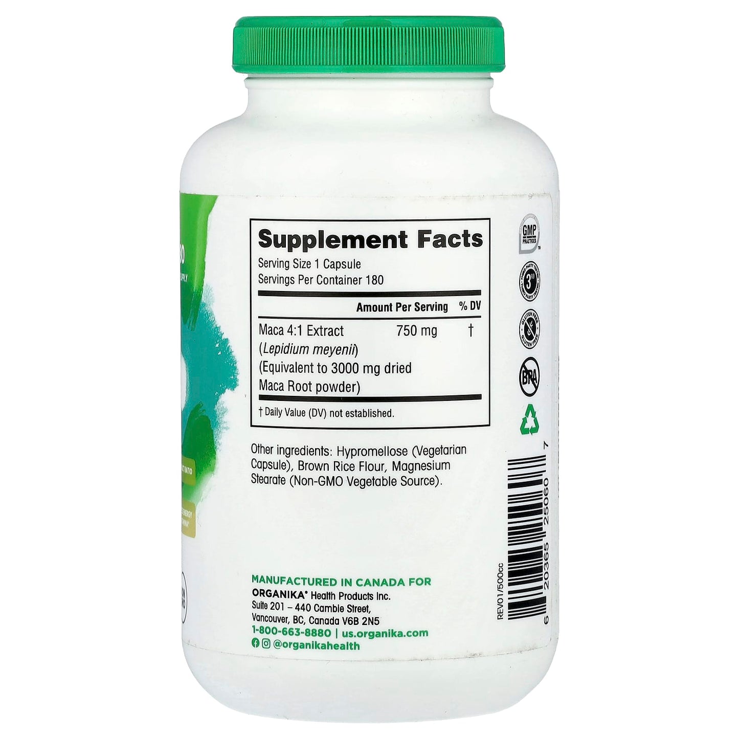 Organika, MACA, 750 mg, 180 Vegetarian Capsules - Image 2