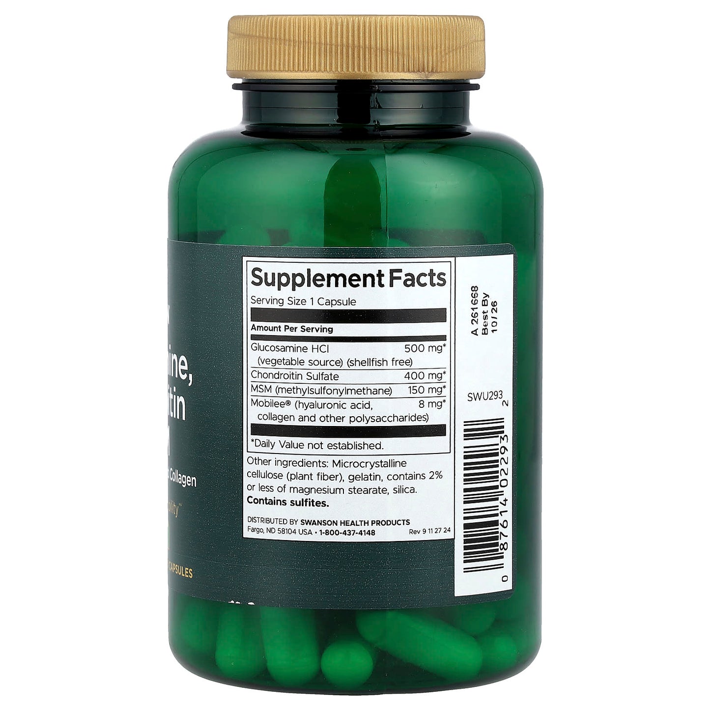 Swanson, Glucosamine, Chondroitin & MSM with Hyaluronic Acid and Collagen, 90 Capsules - Image 2