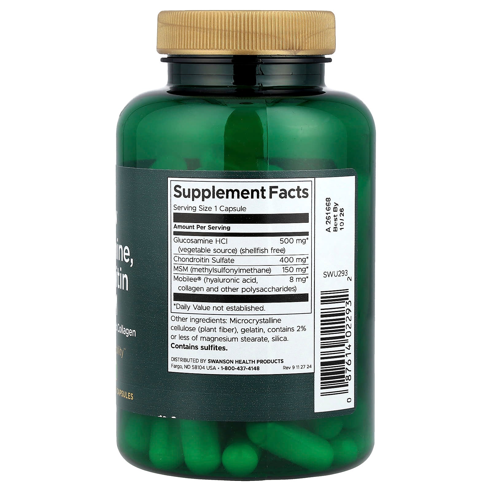 Swanson, Glucosamine, Chondroitin & MSM with Hyaluronic Acid and Collagen, 90 Capsules - Image 2