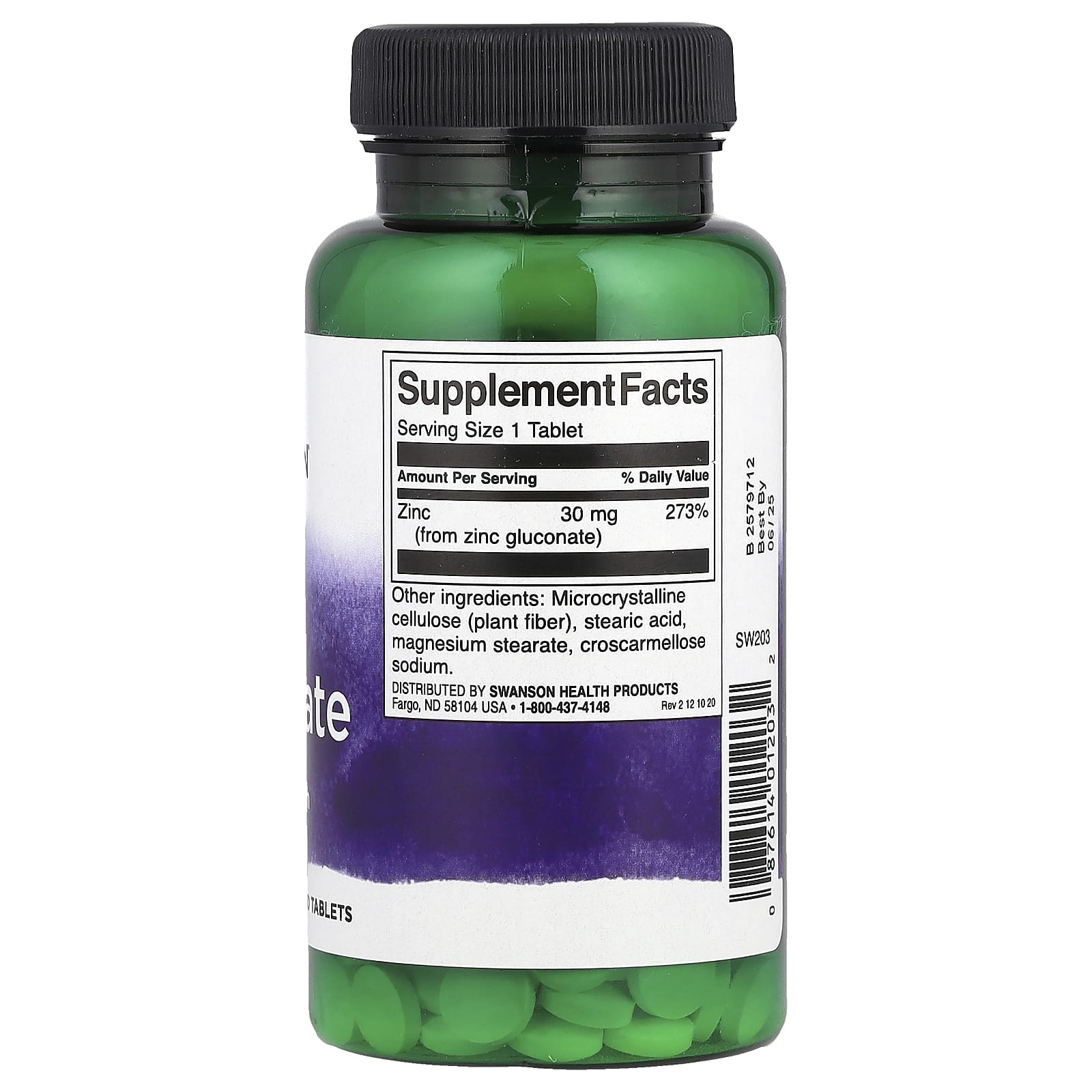 Swanson, Zinc Gluconate, 30 mg, 250 Tablets - Image 2