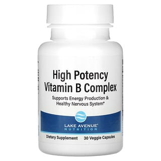High Potency Vitamin B Complex for Energy & Nervous System - 30 Veggie Caps