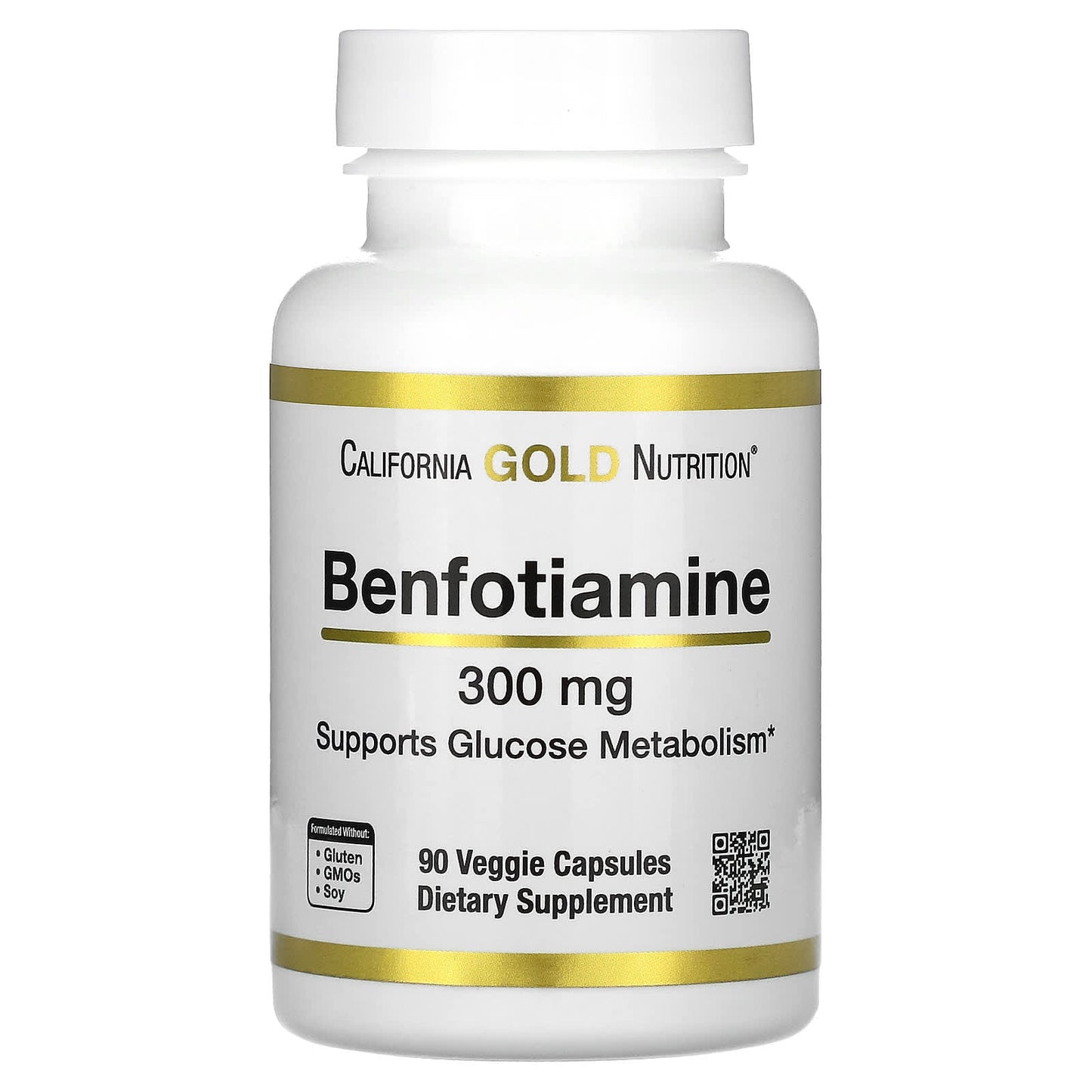 California Gold Nutrition Benfotiamine 300mg, 90 Veggie Capsules | Blood Sugar Support - Image 1