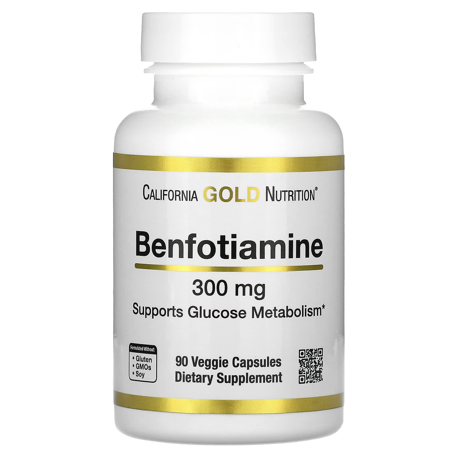 California Gold Nutrition Benfotiamine 300mg, 90 Veggie Capsules | Blood Sugar Support - Image 1