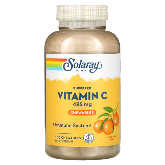 Solaray, Buffered Vitamin C Chewable, Natural Orange, 485 mg, 100 Chewables - Image 1