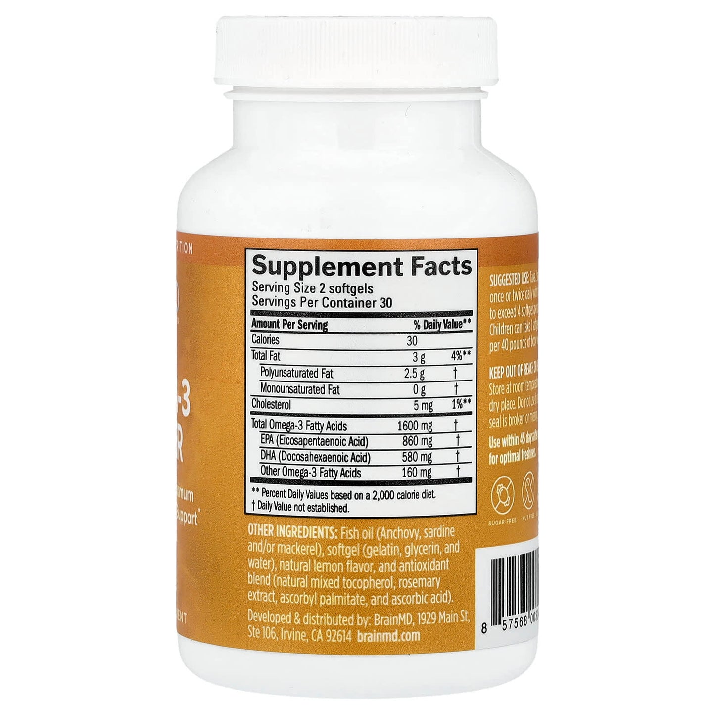 BrainMD Omega-3 Power for Maximum Brain Support - 60 Softgels - Image 2