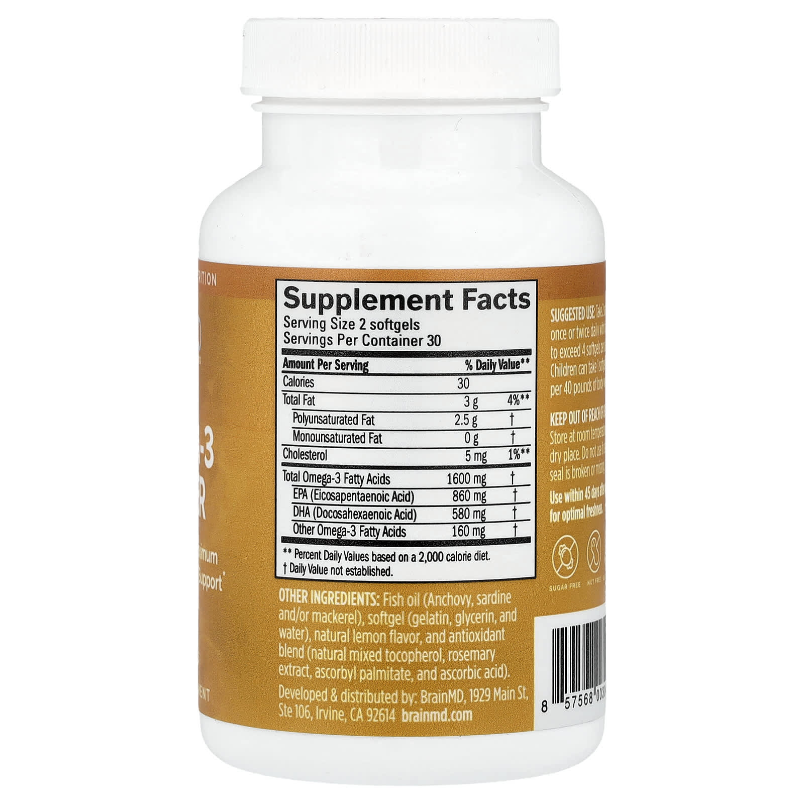 BrainMD Omega-3 Power for Maximum Brain Support - 60 Softgels - Image 2