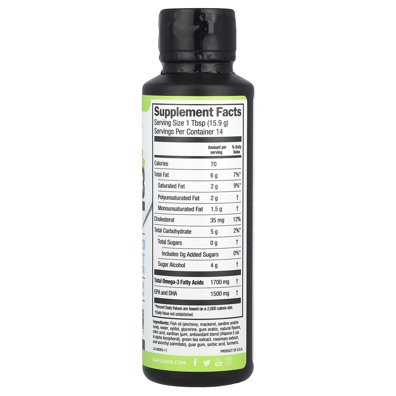 Barlean's Omega-3 Fish Oil Supplement, Key Lime Pie, 8 oz - Image 2
