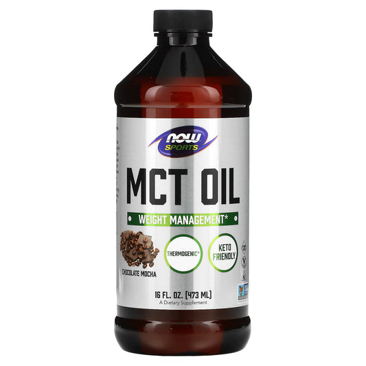 NOW Foods, Sports, MCT Oil, Chocolate Mocha, 14 g, 16 fl oz (473 ml)