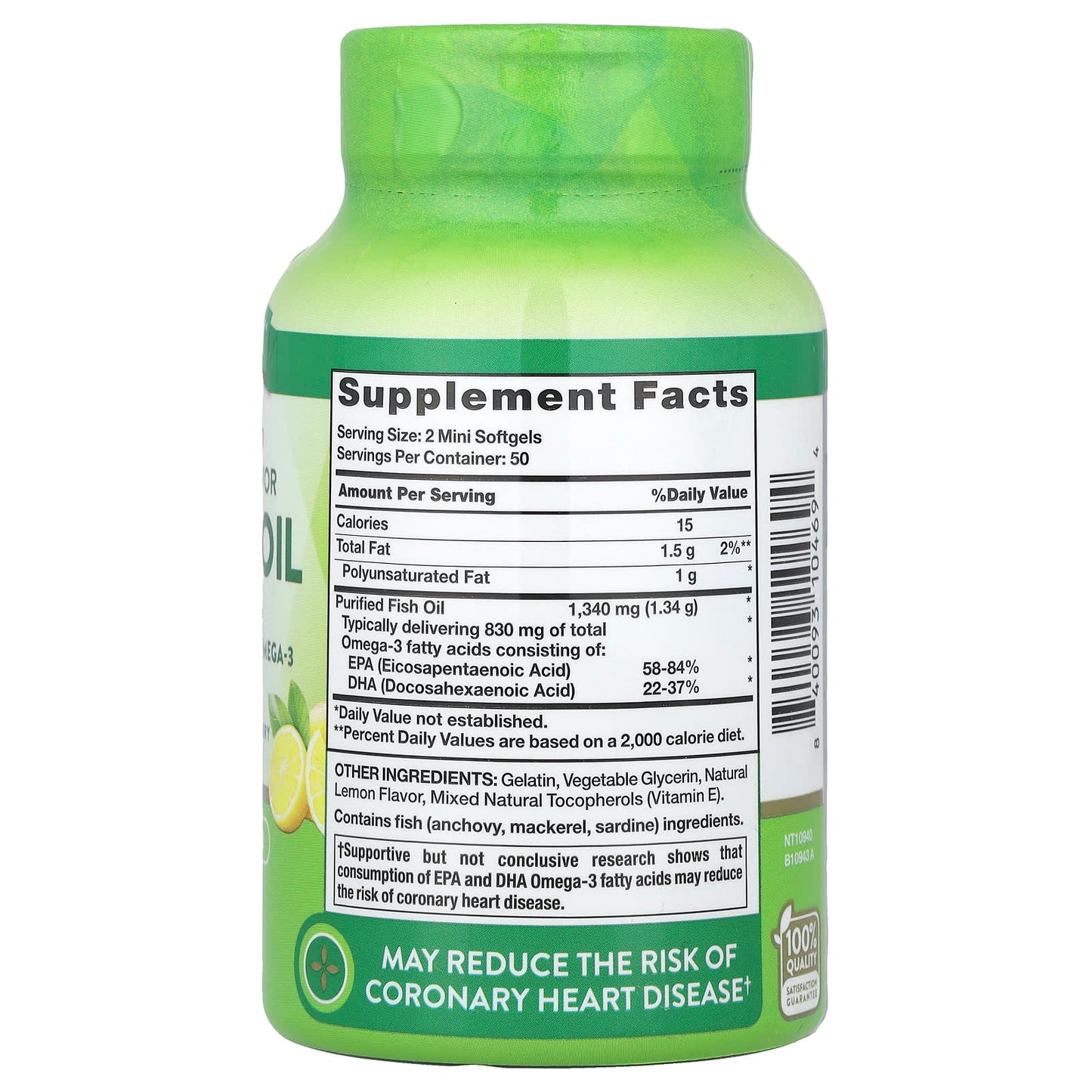 Nature's Truth, Mini Fish Oil, Premium Strength, Natural Lemon, 100 Mini Softgels (670 mg per Softgel) - Image 2