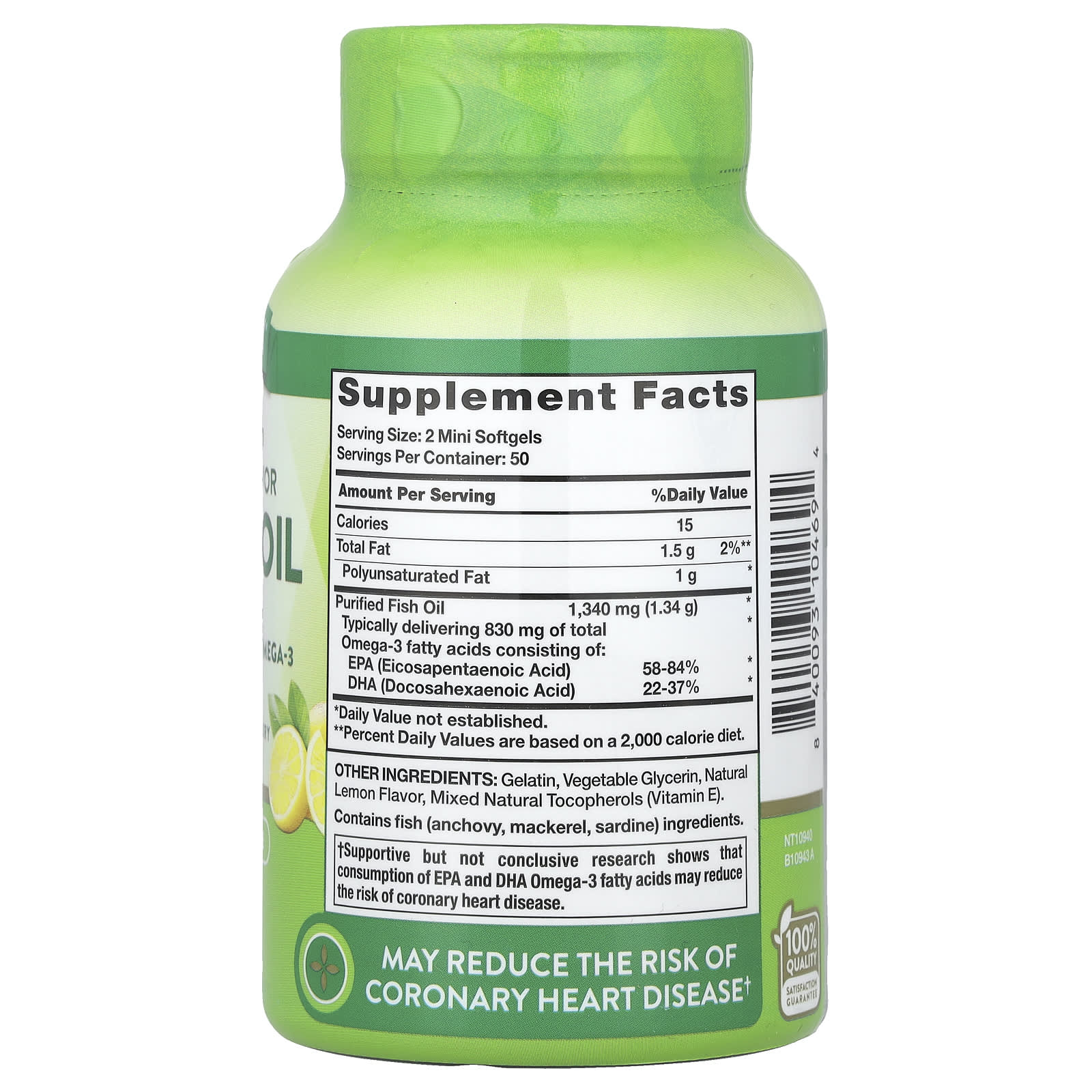 Nature's Truth, Mini Fish Oil, Premium Strength, Natural Lemon, 100 Mini Softgels (670 mg per Softgel) - Image 2