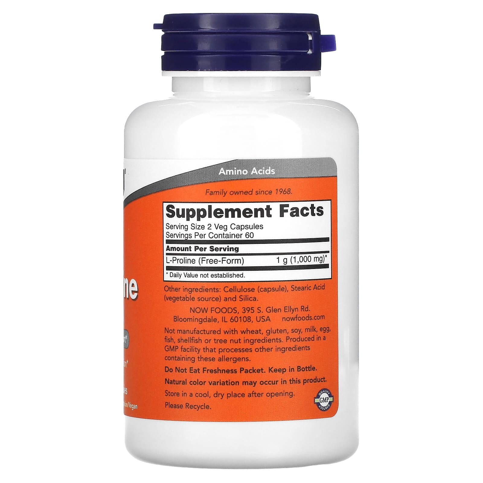 NOW Foods, L-Proline, 500 mg, 120 Veg Capsules - Image 2