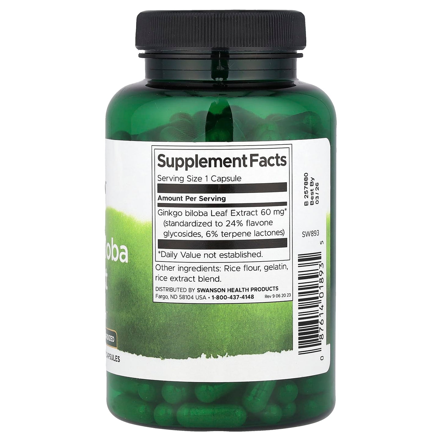 Swanson, Ginkgo Biloba Extract, 60 mg, 240 Capsules - Image 2