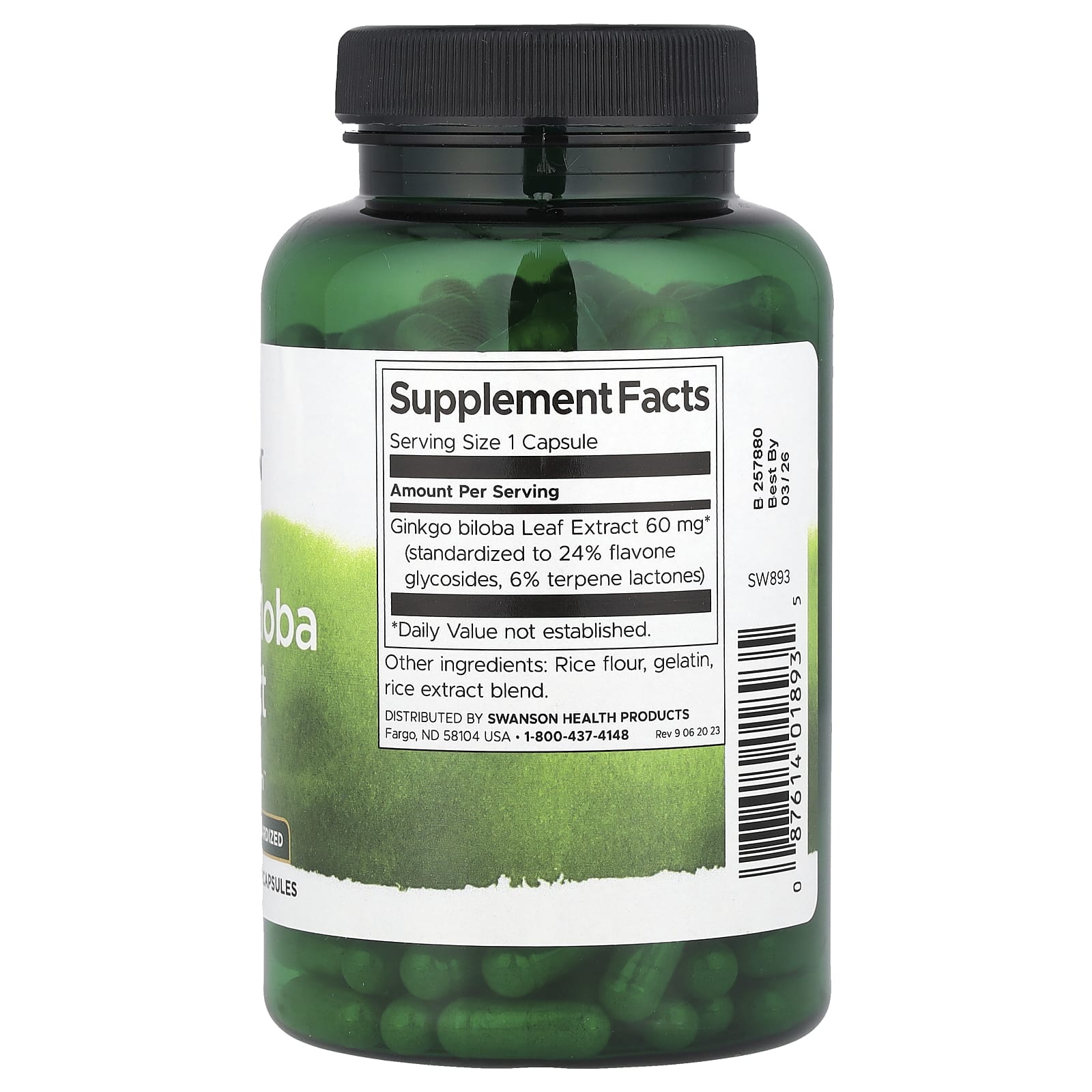 Swanson, Ginkgo Biloba Extract, 60 mg, 240 Capsules - Image 2