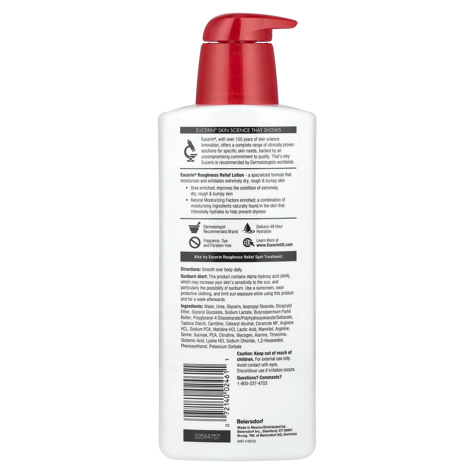 Eucerin Roughness Relief Lotion, Fragrance-Free, 16.9 fl oz - Image 2