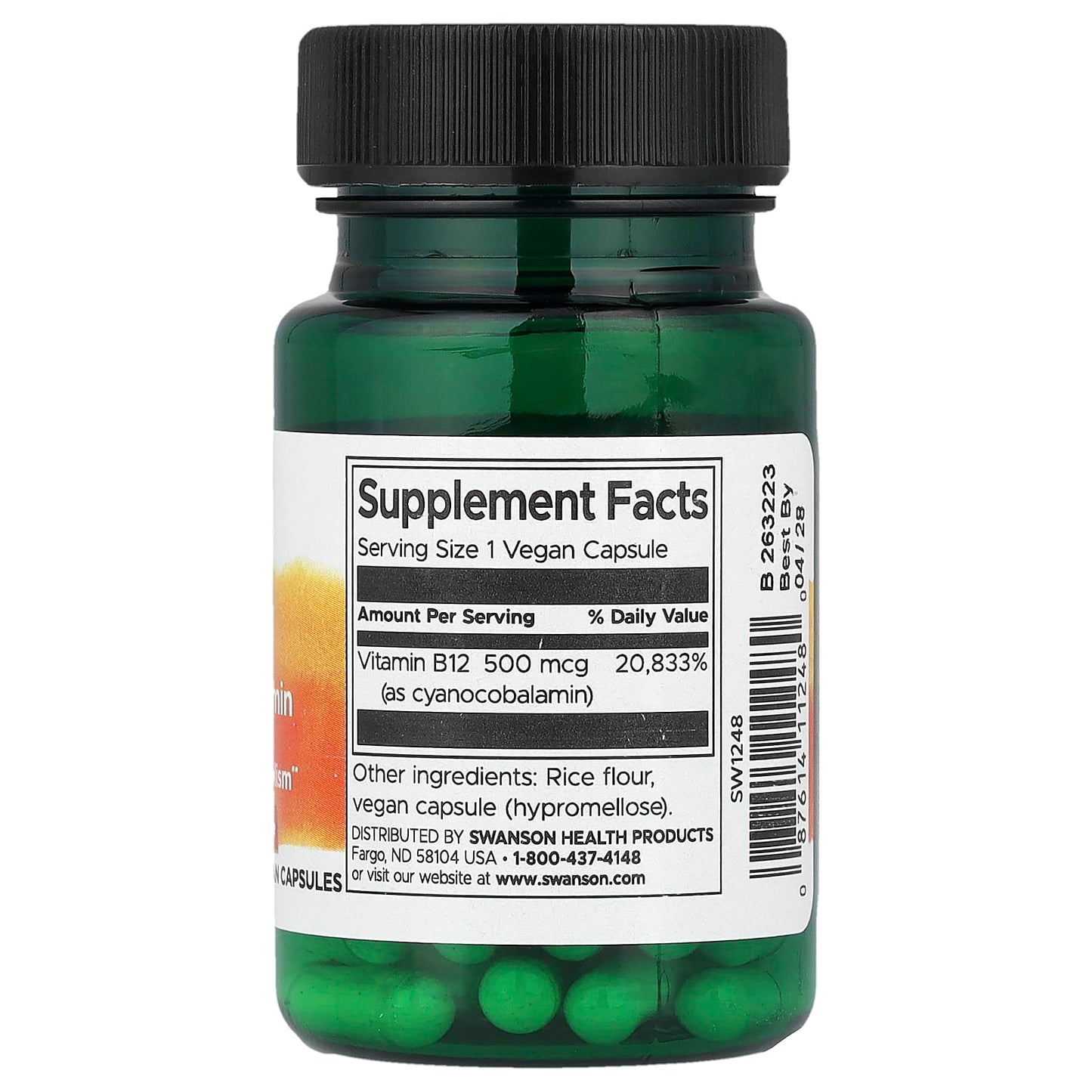 Swanson, Vitamin B12, 500 mcg, 30 Vegan Capsules - Image 2