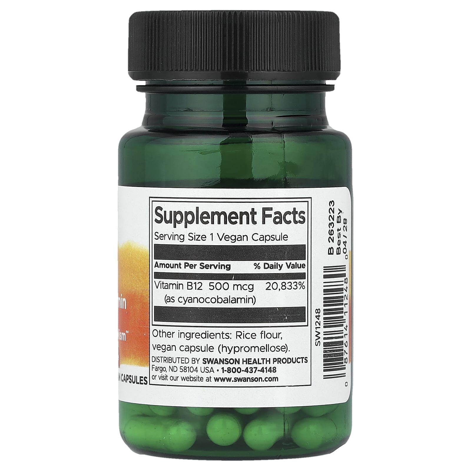 Swanson, Vitamin B12, 500 mcg, 30 Vegan Capsules - Image 2