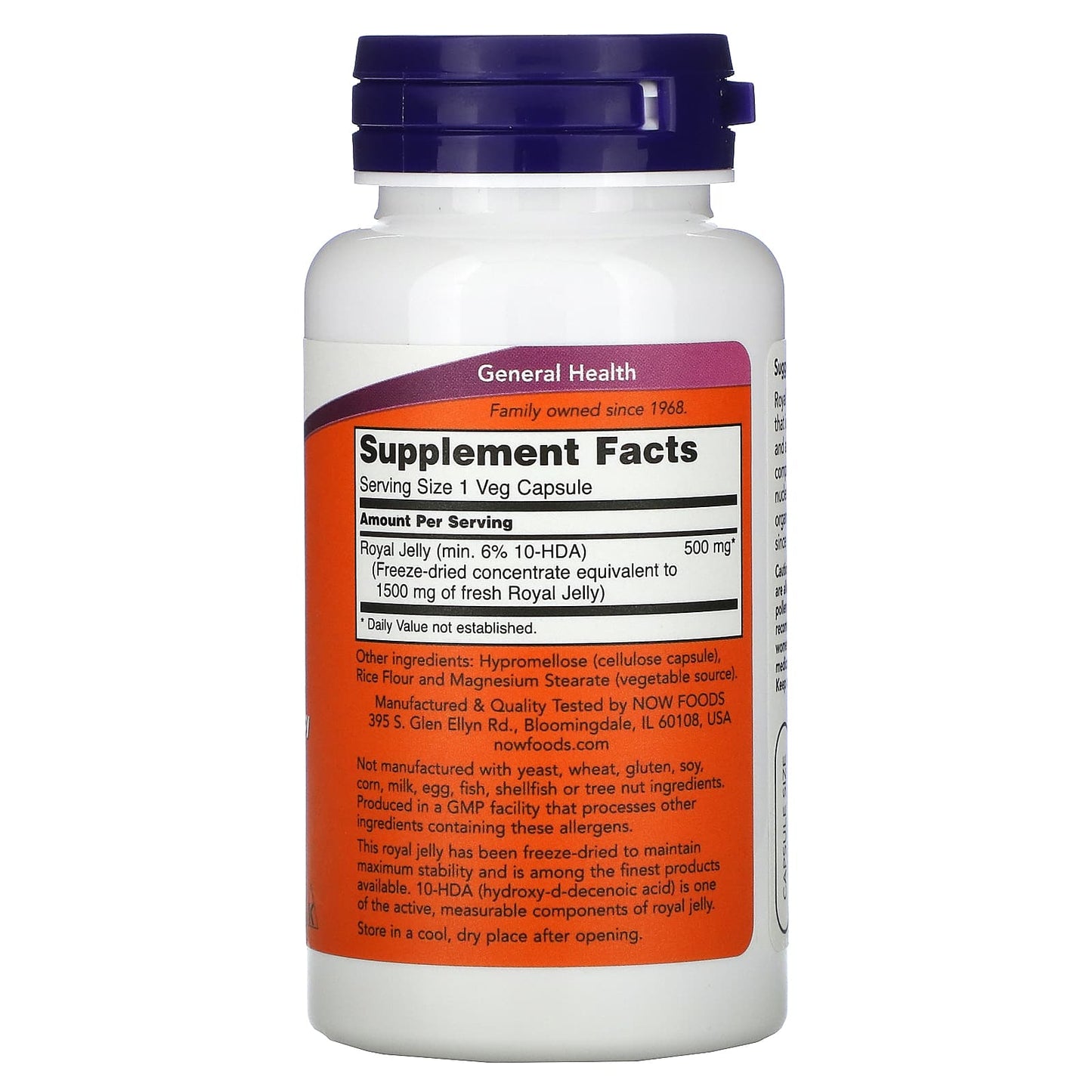 NOW Foods, Royal Jelly, 1,500 mg, 60 Veg Capsules - Image 2