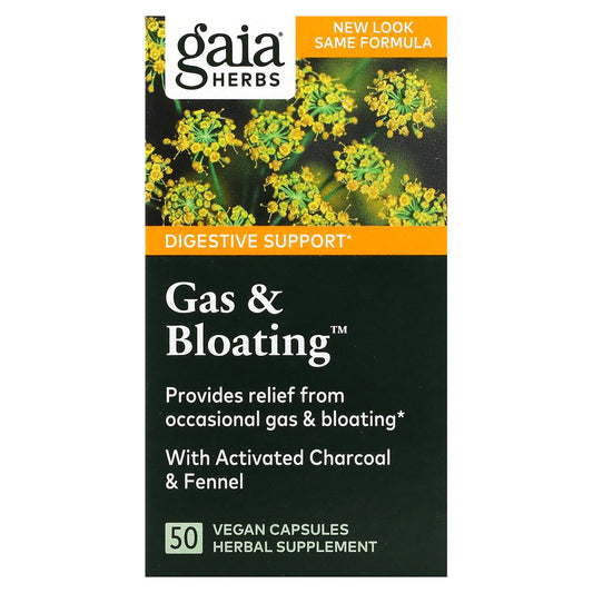 Natural Relief from Gas & Bloating with Gaia Herbs, 50 Vegan Capsules - Image 1