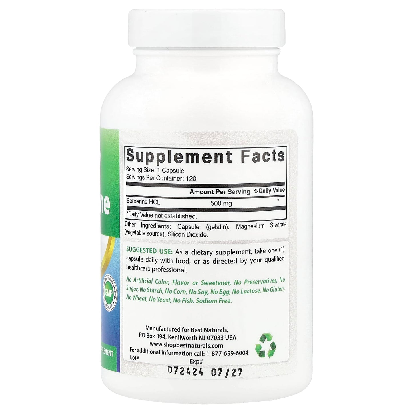 Best Naturals Berberine 500mg 120 Capsules for Healthy Heart & Digestion - Image 2