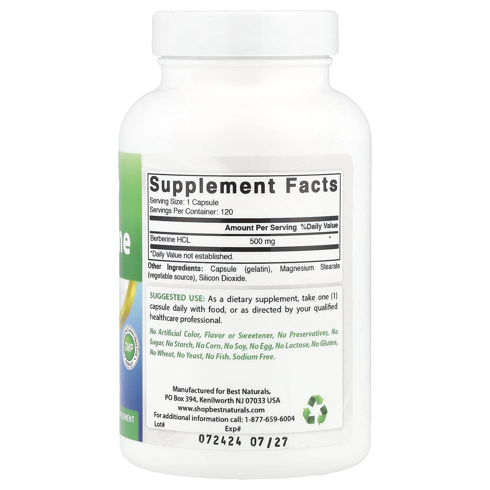 Best Naturals Berberine 500mg 120 Capsules for Healthy Heart & Digestion - Image 2