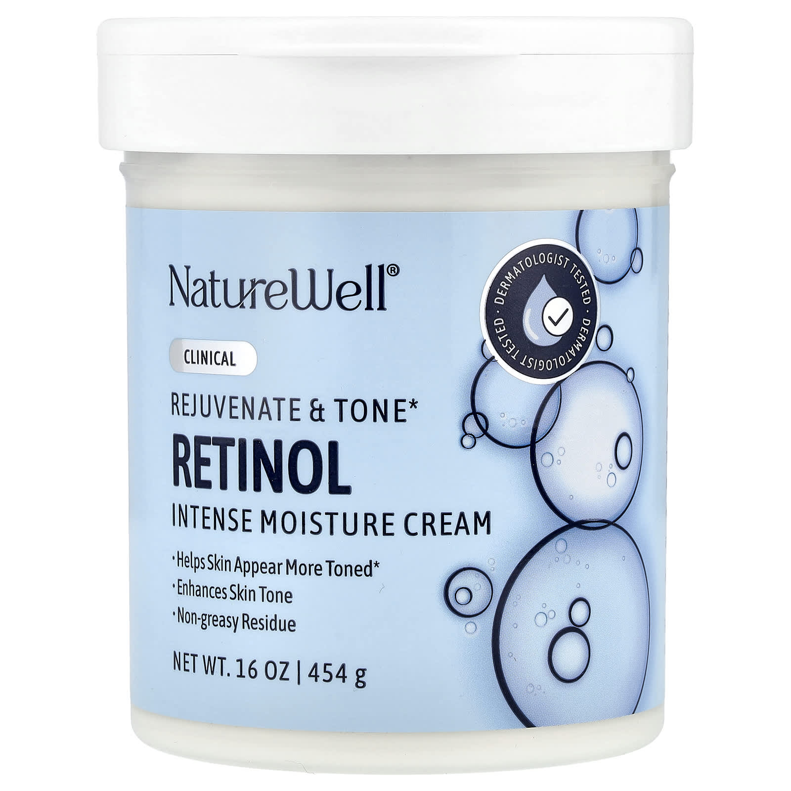 Naturewell, Retinol, Intense Moisture Cream, 16 oz (454 g) - Image 1