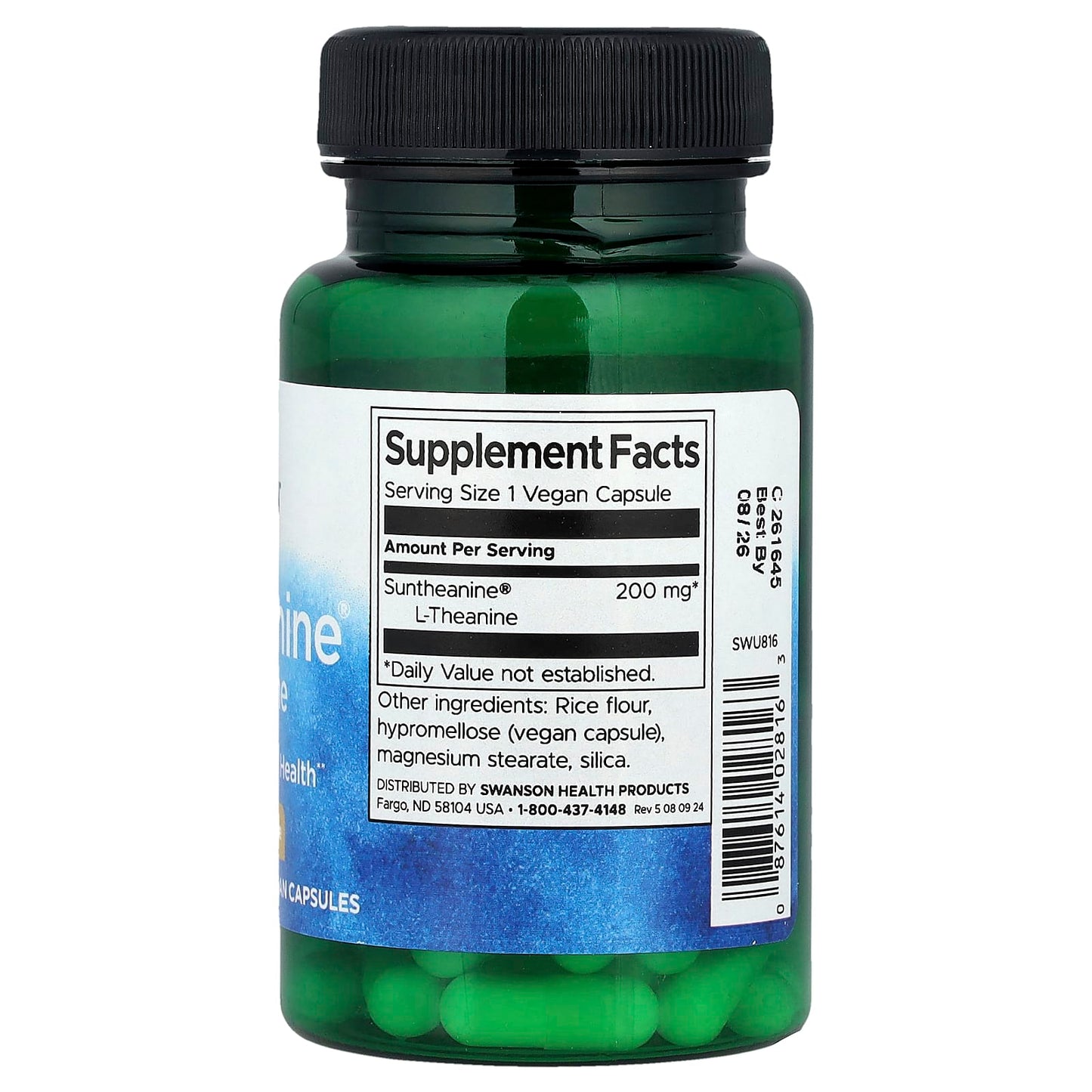 Swanson, Suntheanine® L-Theanine, 200 mg, 60 Vegan Capsules - Image 2