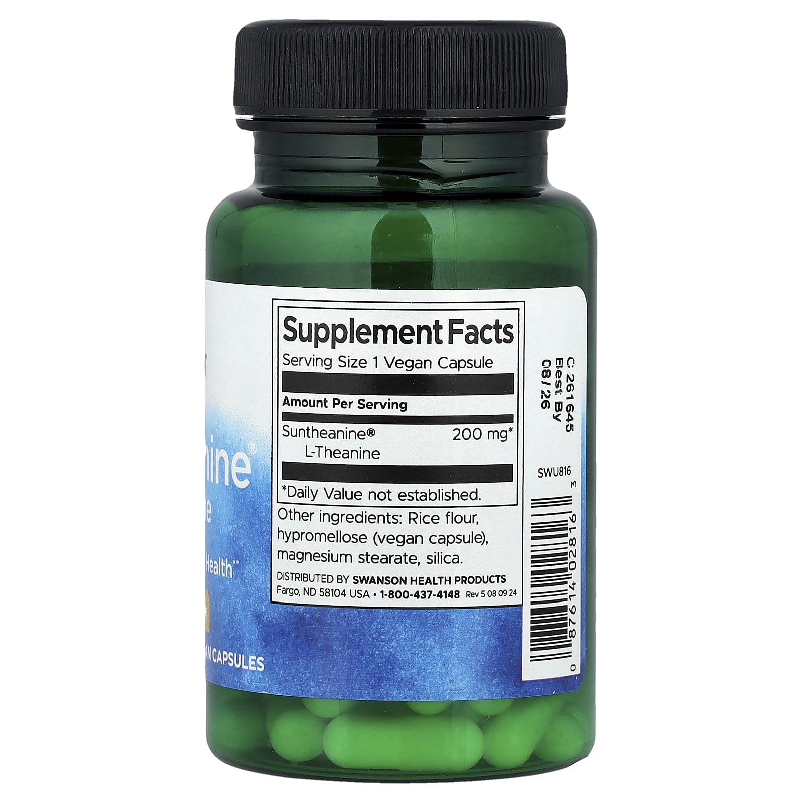 Swanson, Suntheanine® L-Theanine, 200 mg, 60 Vegan Capsules - Image 2
