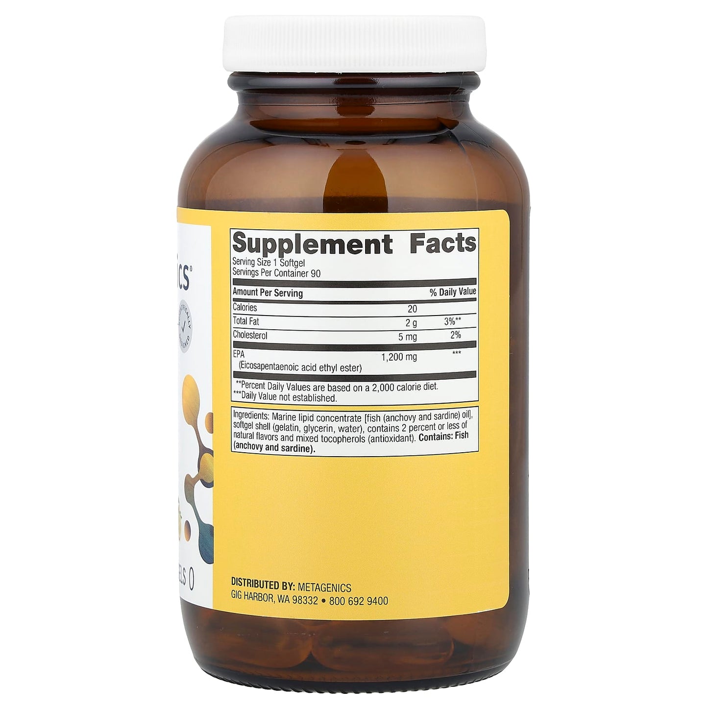 Metagenics, OmegaGenics®, Fish Oil EPA, Natural Lemon-Lime, 1,200 mg, 90 Softgels - Image 2