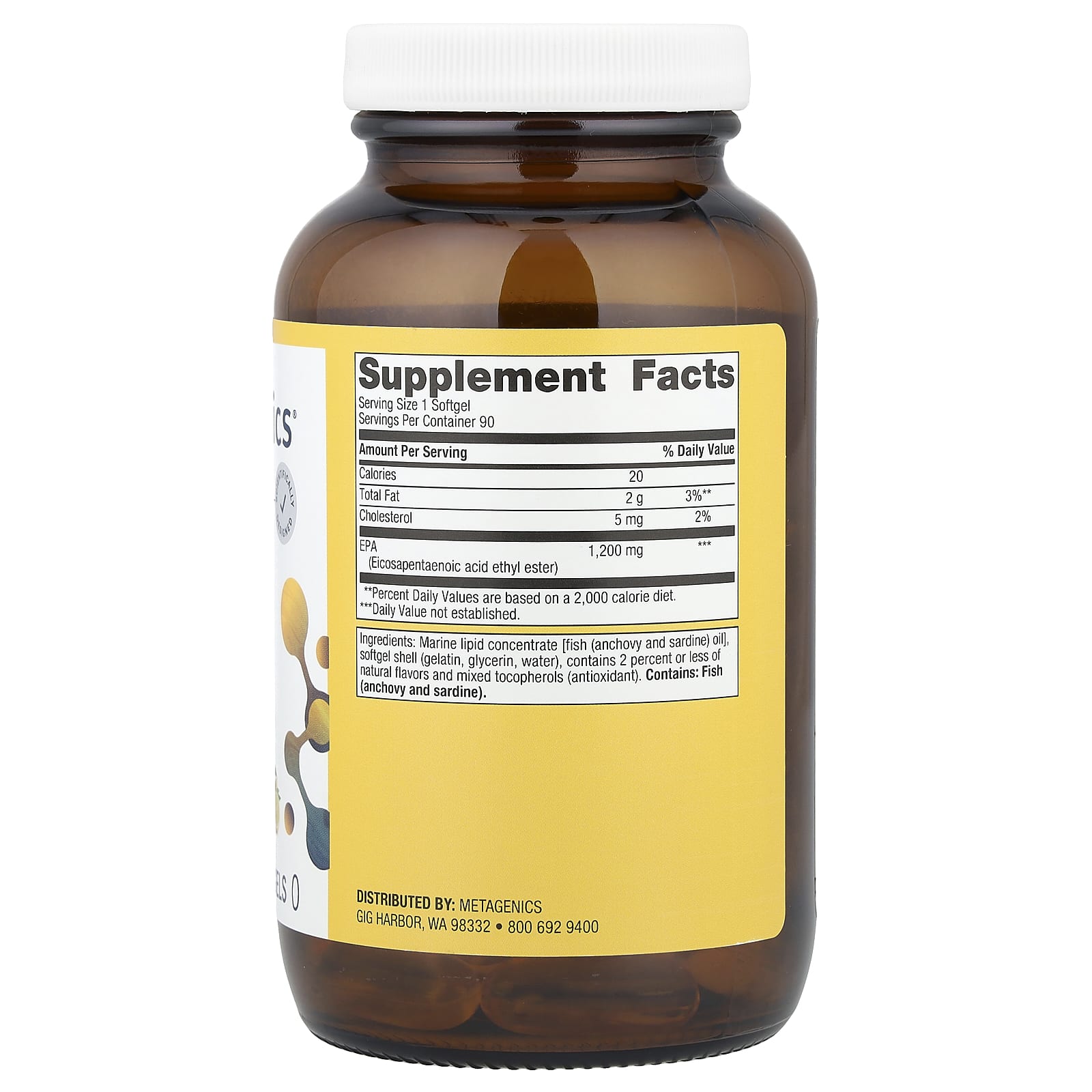 Metagenics, OmegaGenics®, Fish Oil EPA, Natural Lemon-Lime, 1,200 mg, 90 Softgels - Image 2