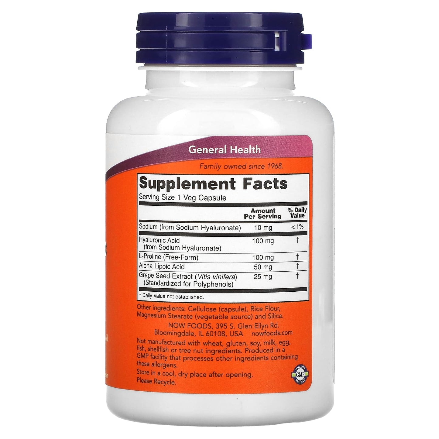 NOW Foods, Hyaluronic Acid, Double Strength, 100 mg, 120 Veg Capsules - Image 2