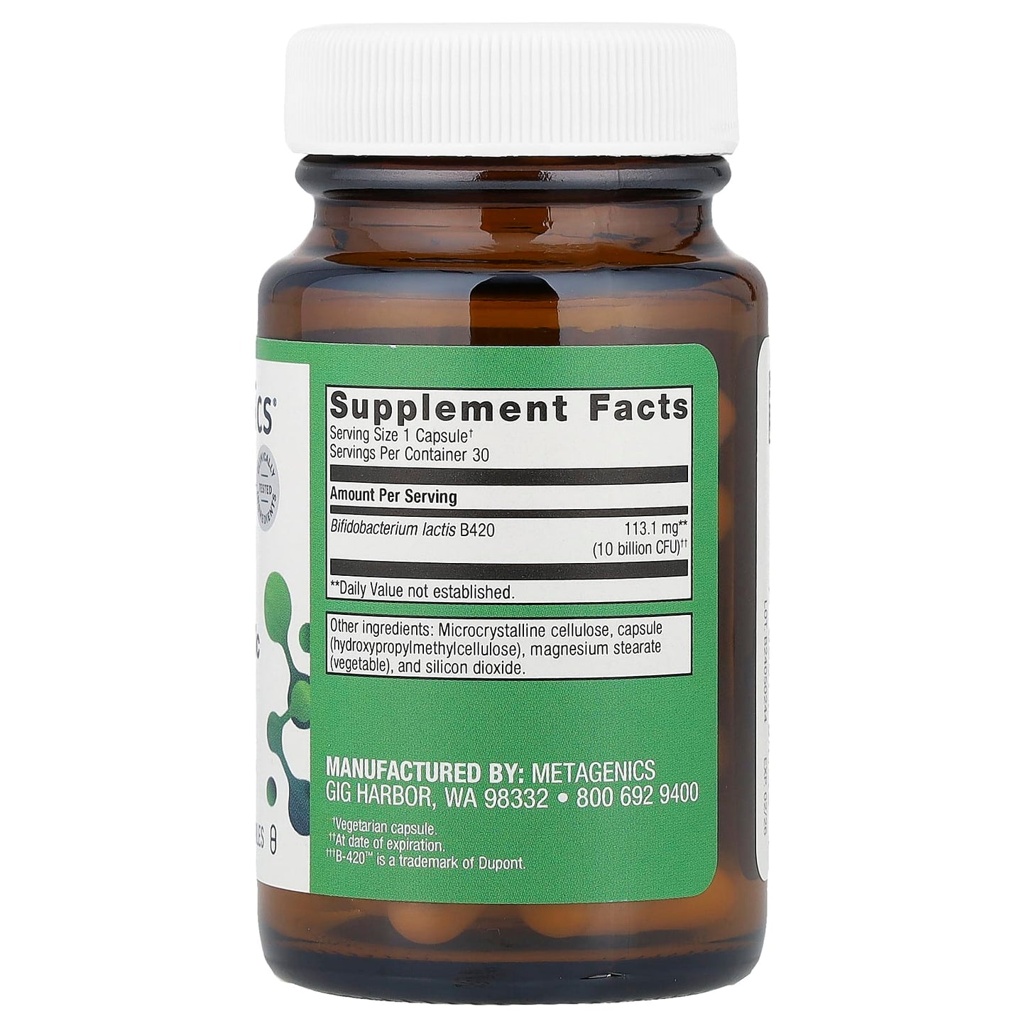 Metagenics, UltraFlora® Control Probiotic, 113.1 mg (10 Billion CFU), 30 Capsules - Image 2