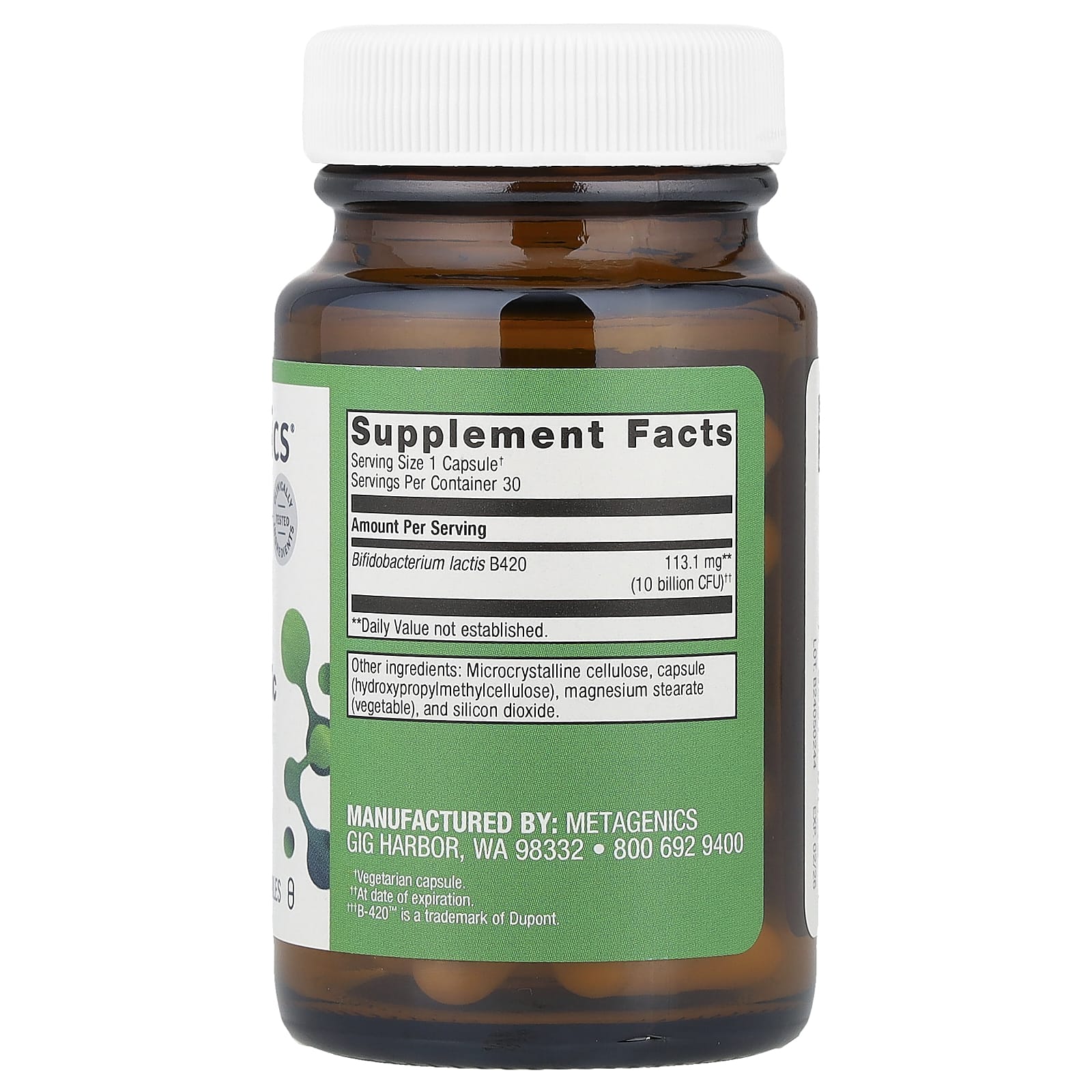Metagenics, UltraFlora® Control Probiotic, 113.1 mg (10 Billion CFU), 30 Capsules - Image 2