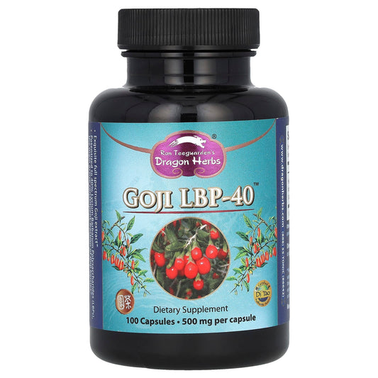 Dragon Herbs Goji LBP-40, 500mg, 100 Vegan Capsules for Healthy Aging - Image 1