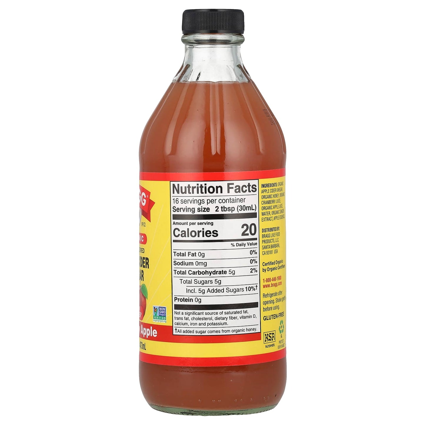 Unfiltered Organic Apple Cider Vinegar with Mother & Cranberry, 16 fl oz - Image 2